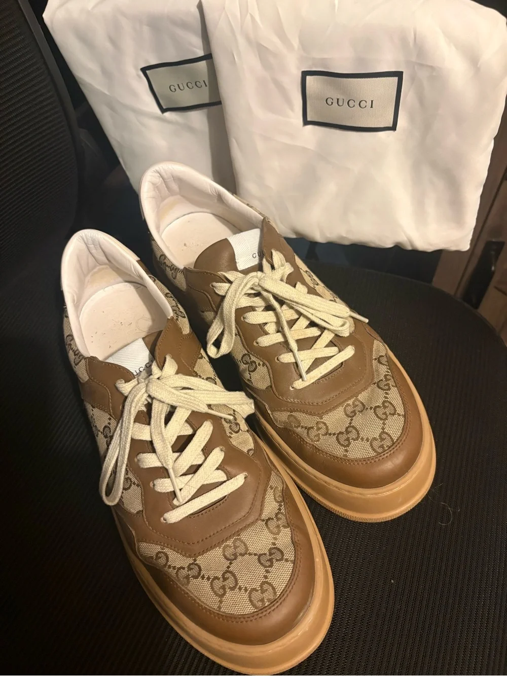Gucci Brown GG Canvas and Leather Sneakers